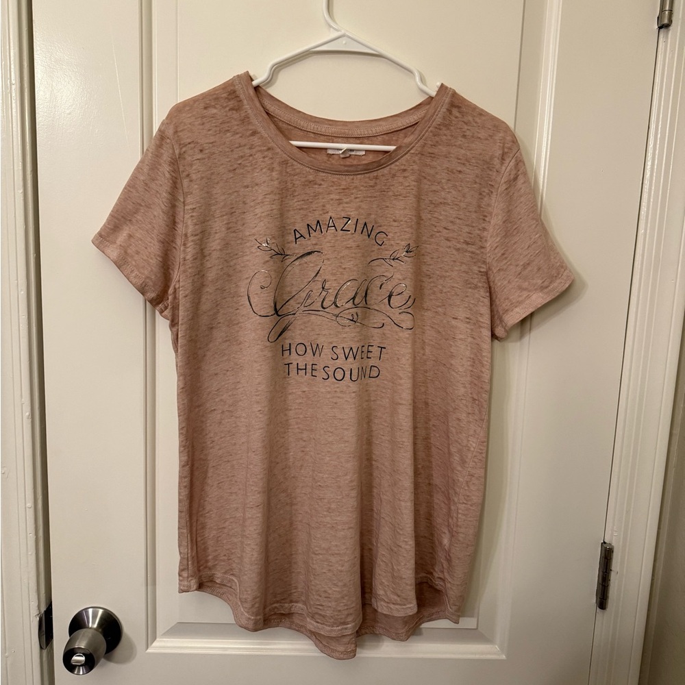 Maurices Light Pink Christian Amazing Grace T-Shirt
